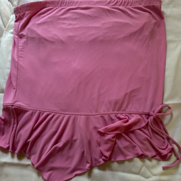 Pink tube top from New York and Company with ruffle and side tie - Picture 1 of 3